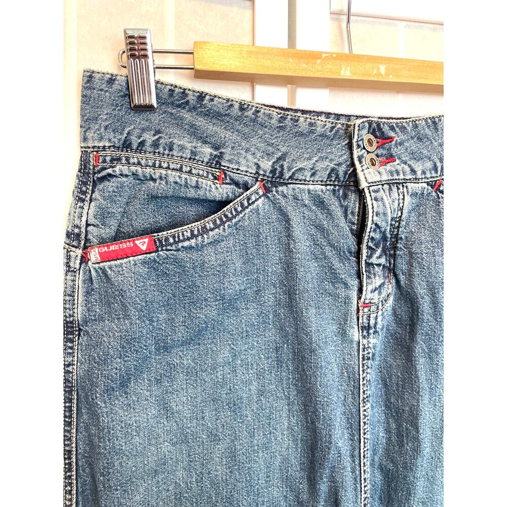 Vintage Guess Denim Column Maxi Skirt Y2K Soft Grunge Indie Sleaze Western Boho - Picture 3 of 6